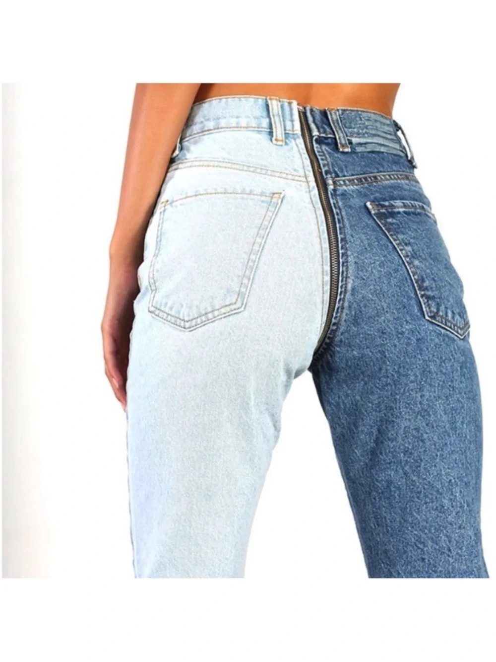 Revice Yin-Yang Jeans Size 28 Ankle Cropped Full Zipper Two Toned
